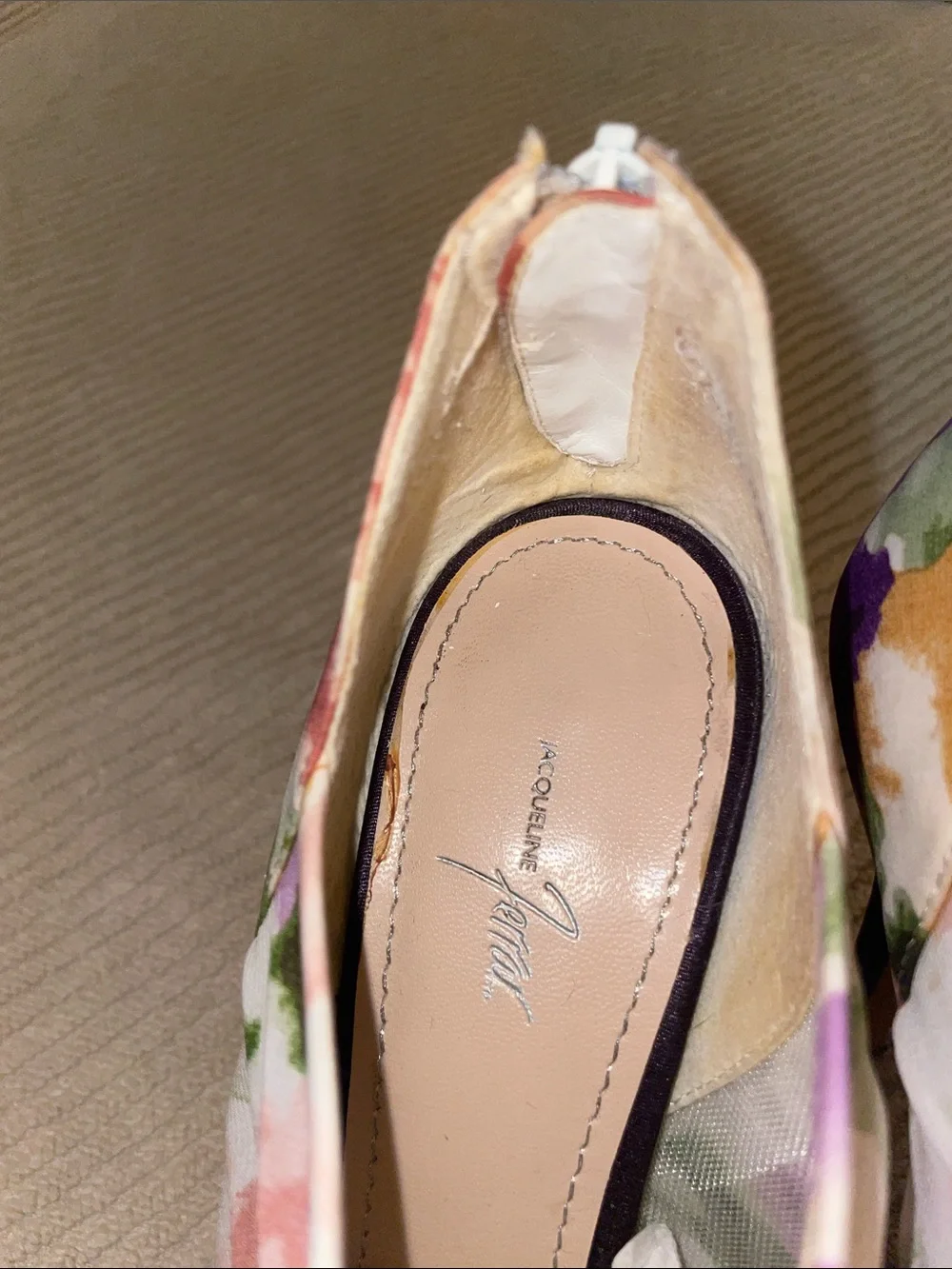 Jacqueline Ferrar Floral Ruffle Peep-Toe Women's Heels - Purple/Pink size 8 1/2